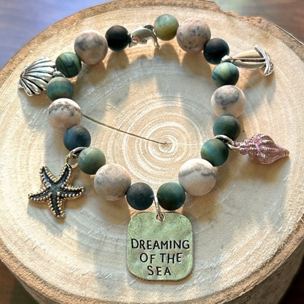 Handmade Nautical Natural Stone Charm Bracelet! “Dreaming of the Sea” NW… - Picture 2 of 5